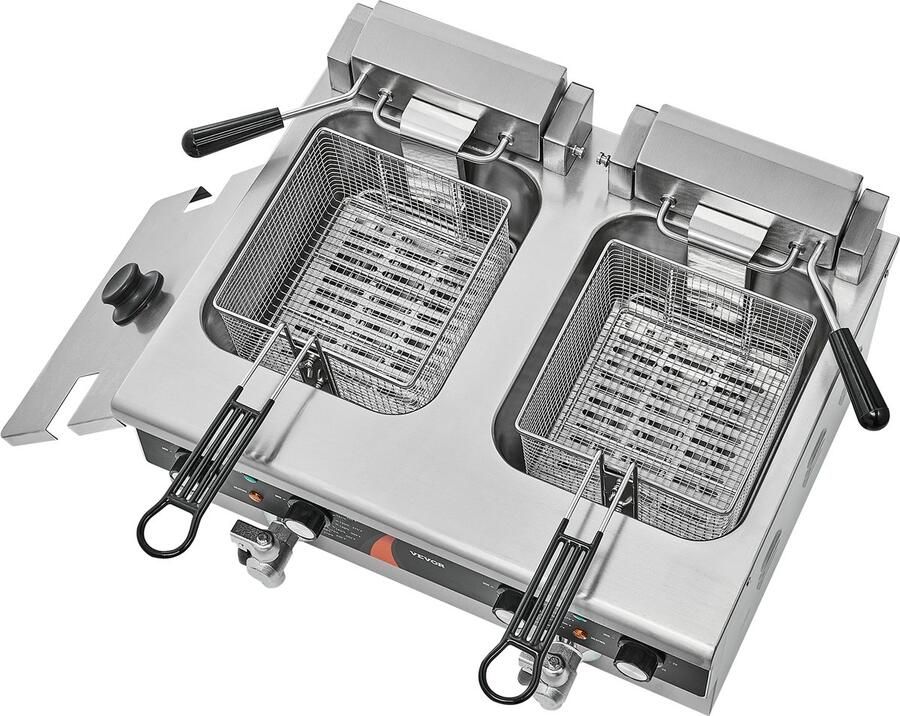 Vevor Elektrische Friteuse RVS Dubbele Tanks 3000wx2 Restaurant 5 9lx2