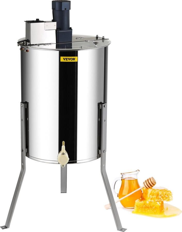 Vevor Honing Extractor Elektrische 140w TangentiëLe Extractor Roestvrij Staal 4 8 Frames Honing Extractor 45mm Honing Klep 1300 Rpm Elektrische Honing Extractor 48x16 23cm Honingraat Size Imkerij Imker Accessoires