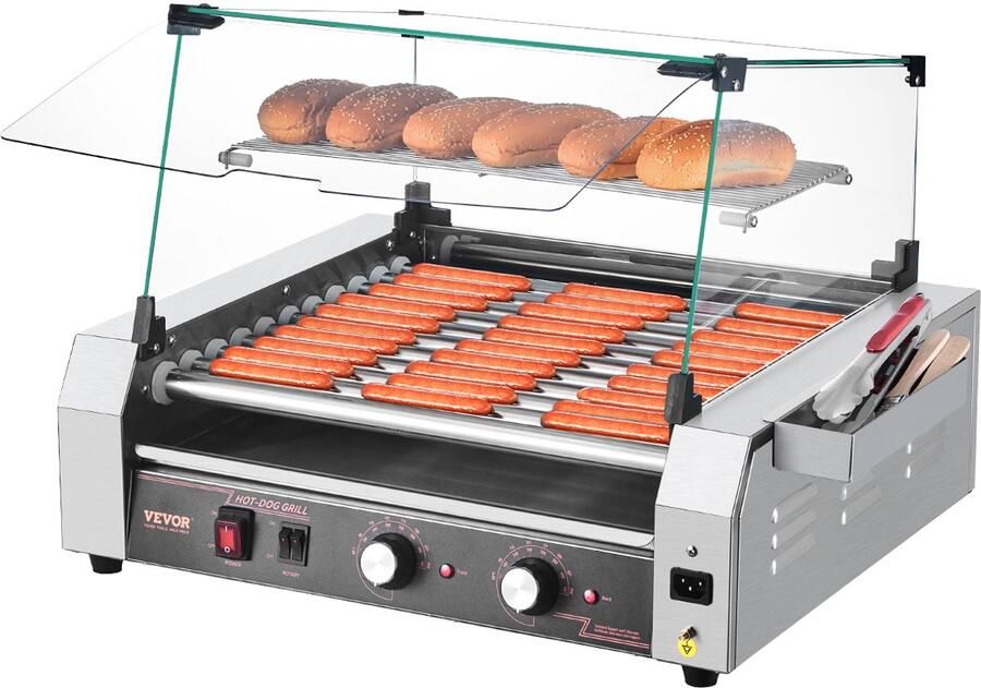 Vevor Hot Dog Elektrische Grill Roller Grill Worst Grill Broodjeswarmer 2200W