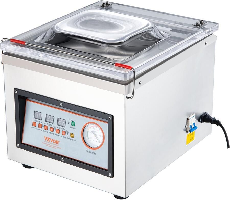 Vevor Kamervacuümapparaat 320 W Vacuümapparaat voor Vochtige Voedingsmiddelen Vleesmarinades Compact Formaat met 32cm Seallengte Toepassing In Particuliere Keukens en Commerciële Ruimtes