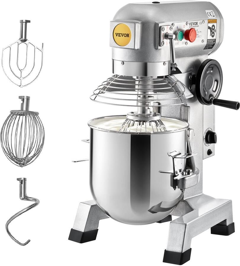 Vevor Keukenmachine Commerciële Kneedmachine met 15qt Rvs Kom 850w Zware Elektrische Keukenrobot met 3 Snelheden 113 184 341rpm Deeghaak Klopklopper Inbegrepen Staande Mixer voor Bakkerij Pizzeria