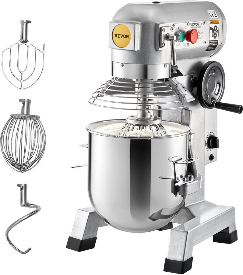 Vevor Keukenmachine CommerciëLe Kneedmachine met 30 Qt RVS Kom 1500 W Zware Elektrische Keukenrobot 3 Snelheden 108 199 382 RPM Deeghaak Klopklopper Inbegrepen Staande Mixer voor Bakkerij Pizzeria
