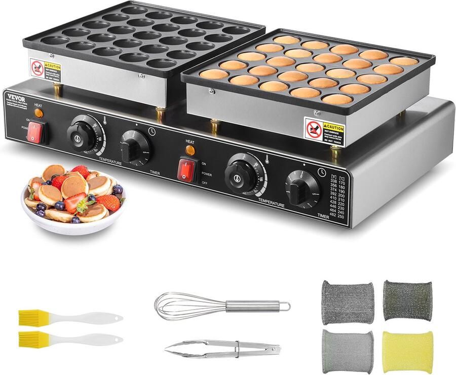 Vevor Mini Dutch Pancake Maker Commerciële Dorayaki Baker 1800W 50 stuks