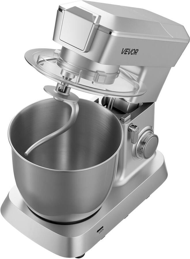 Vevor Multifunctionele elektrische keukenmachine 1300 W met roestvrijstalen kom (4 3 L) en mengkom (1 5 L) deegmixer met 6+P snelheden deeghaak garde en klopper