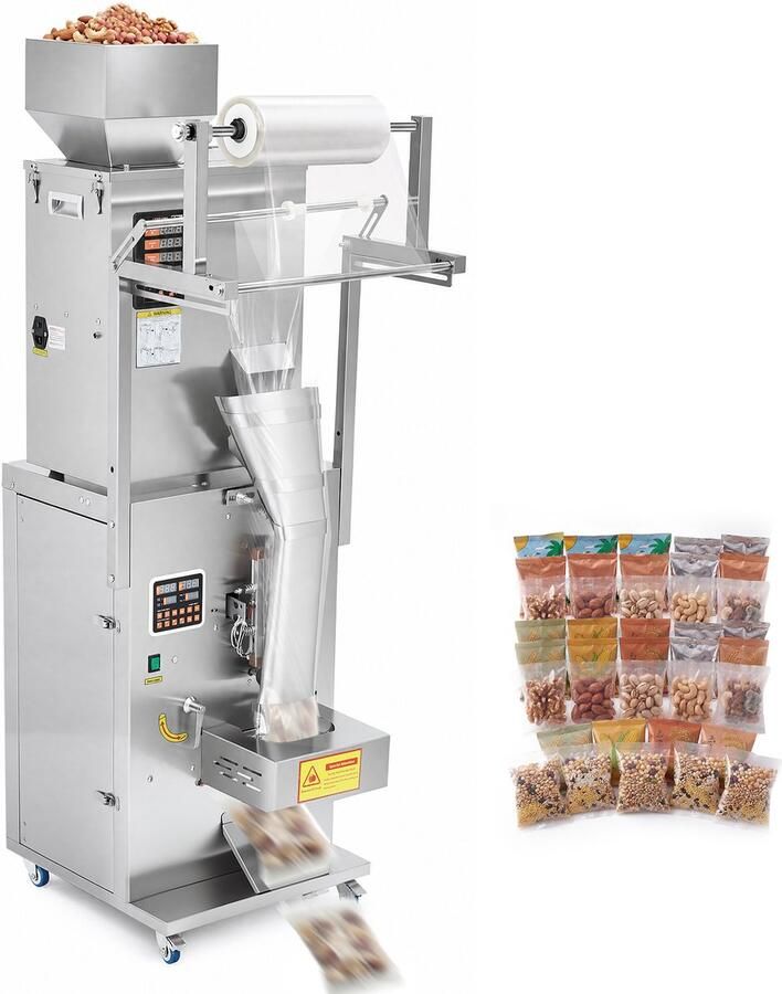 Vevor Poederverpakkings- en Vulmachine Volledig Automatische Vulmachine 10-500 G Intelligent Wegen Vullen en Verpakken Roestvrij Staal Vloermodel Ideaal voor Noten Zaden Thee Koffiebonen Specerijen en Meel
