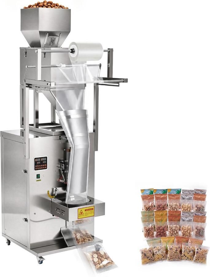 Vevor Poederverpakkings- en Vulmachine Volledig Automatische Vulmachine 10-999 G. Intelligent Wegen Vullen en Verpakken Roestvrij Staal Vrijstaand Model Ideaal voor Noten Zaden Koffiebonen Specerijen en Granen