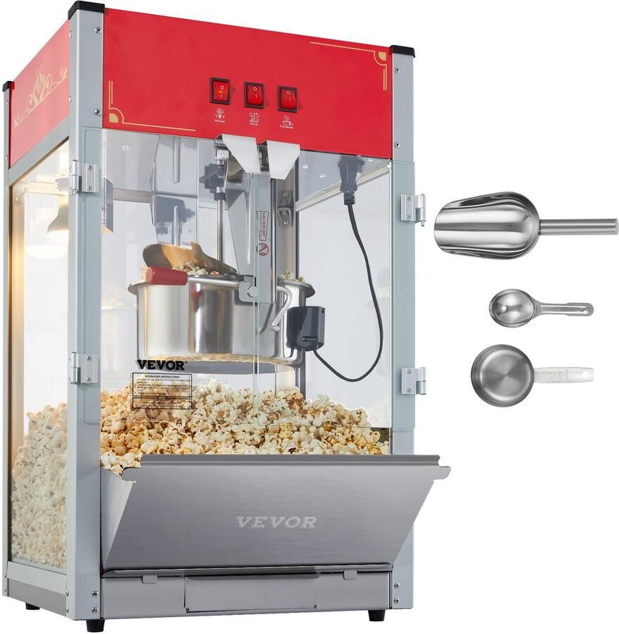 Vevor Popcornmachine Maker Popcornmachine 1440W Popcorn 12oz Rood