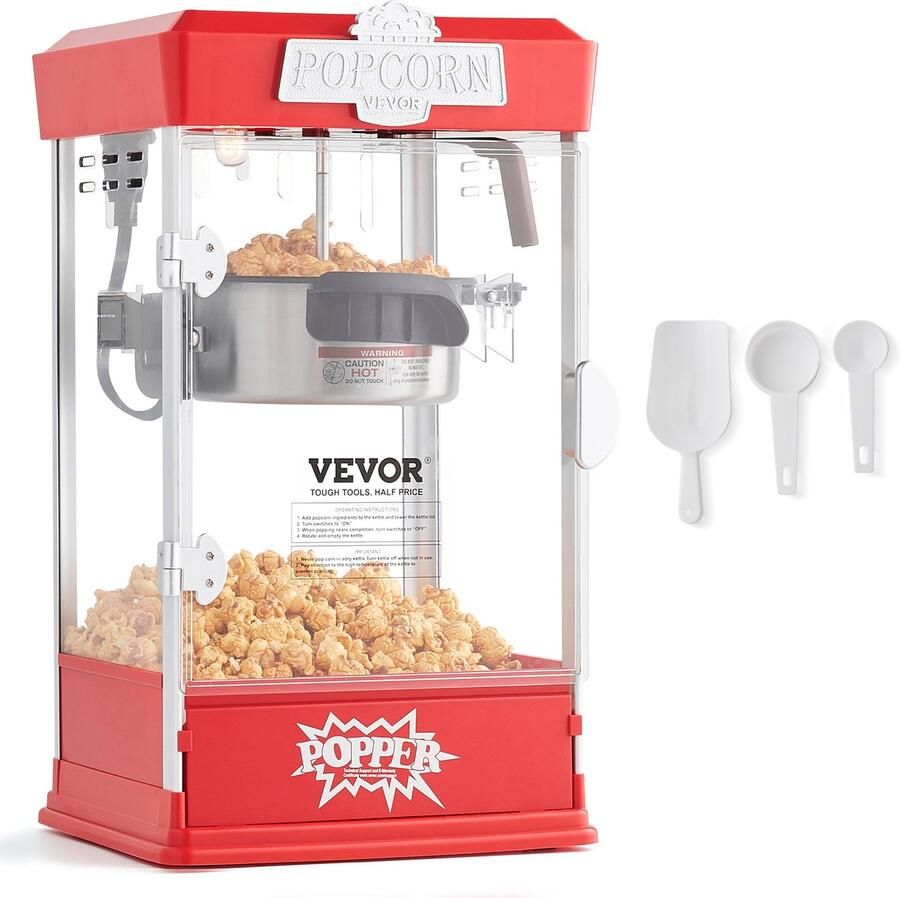Vevor Popcornmachine Maker Popcornmachine 480W Popcorn 4oz Rood