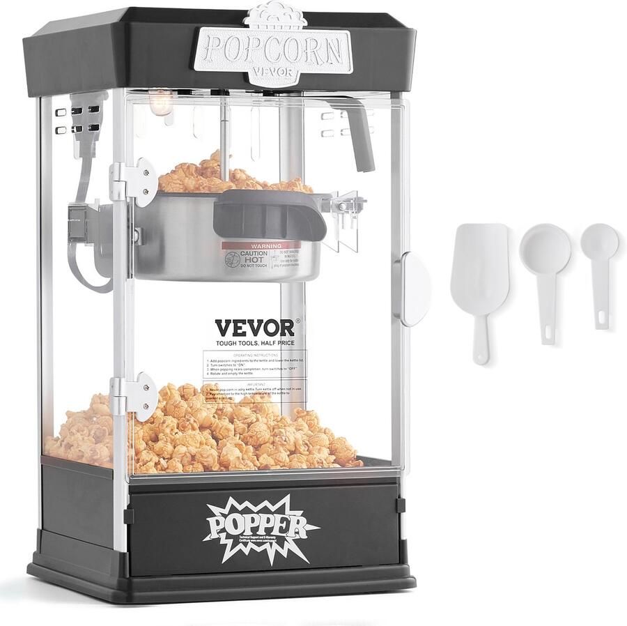 Vevor Popcornmachine Maker Popcornmachine Tafelpopcornmachine 480W 4oz Zwart