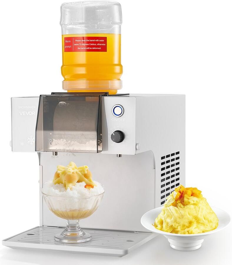 Vevor Snowflake-ijsmachine 80kg dag Ijsschaafmachine met Roestvrijstalen Mes Elektrische Bingsu-machine met 1 8 L Tank Snelle Koeling In 90 Seconden voor Thuis en Kleine Evenementen