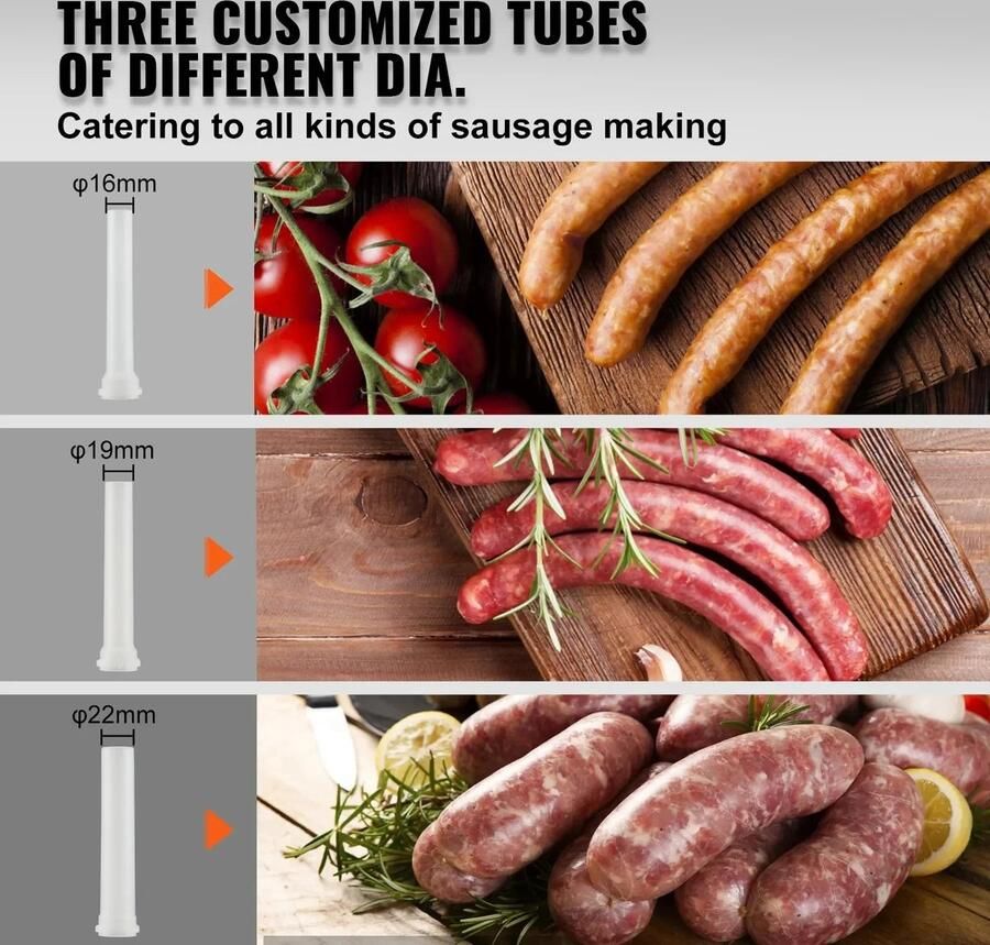 Vevor Stellar Worstenvuller Worstenautomaat Worstenvulmachine 3L Handslinger handmatig Vleesvulmachine Worstenmaker Worstmachine