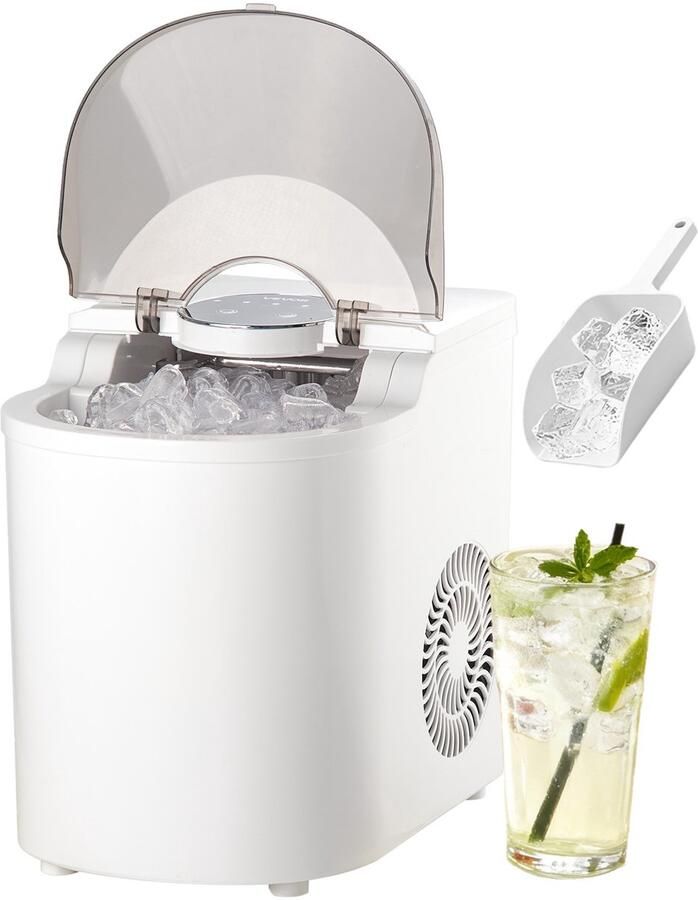 Vevor Tafelmodel Ijsblokjesmachine 7 Ijsblokjes in 6 Minuten 11 8 KG Per Dag Zelfreinigende Machine met Ijsschep Ijsblokjesmachine met 2 Formaten Ijs voor Thuis Keuken Kantoor Bar Feest