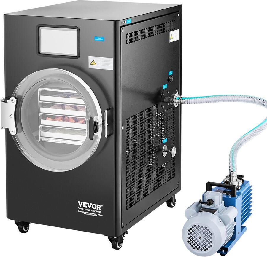 Vevor Vacuüm Vriesdroger 4 Lagen Vriesdroogmachine voor Groenten 1550W Zwart