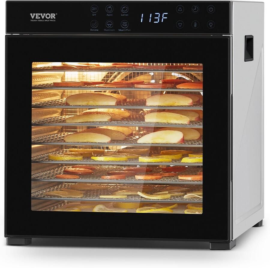 Vevor Voedseldroger 10 Schalen Roestvrij Staal 1kw voor Het Drogen van Fruit