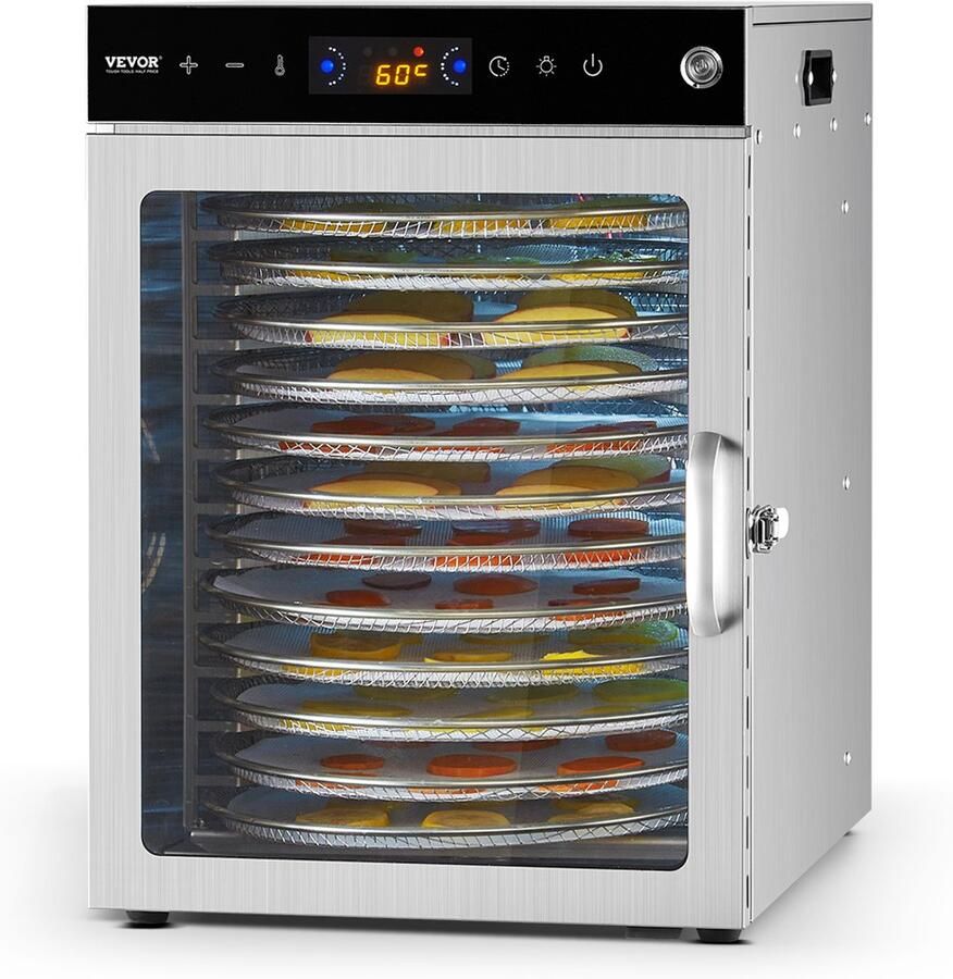 Vevor Voedseldroger 12 Trays Roestvrij Staal 800W Gedroogd Fruit