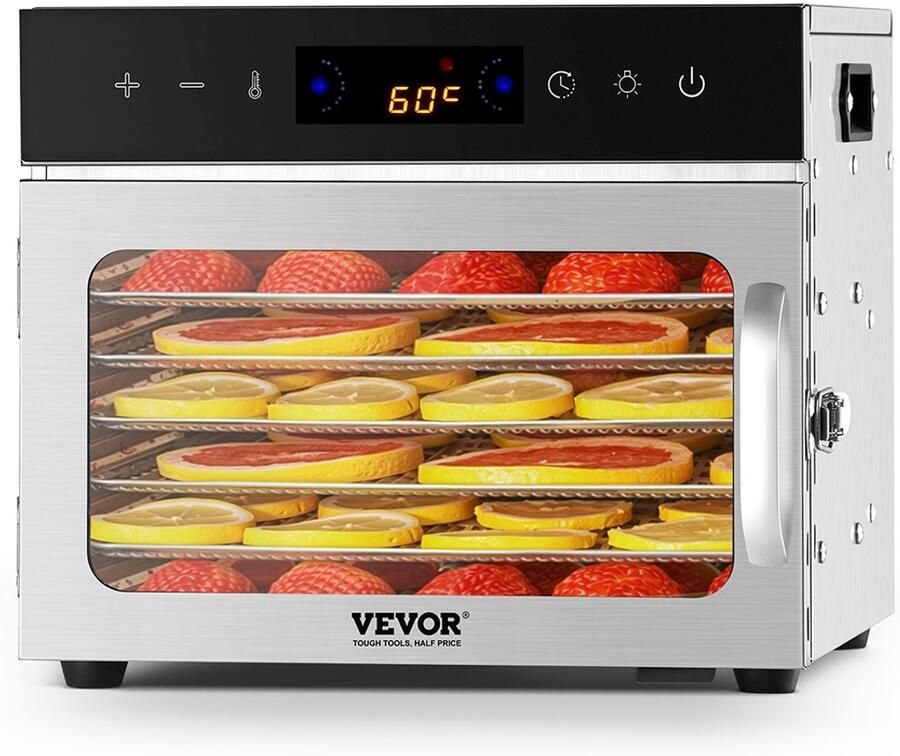 Vevor Voedseldroger 6 Laden Roestvrij Staal 400W Gedroogd Fruit