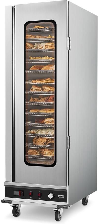 Vevor Voedselverwarmer 16 Niveaus Snackverwarmingskast met Waterbak Enkele Deur