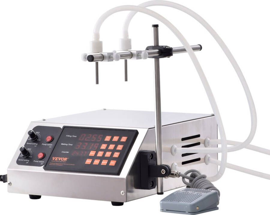 Vevor Vloeistofvulmachine Roestvrij Staal Digitale Besturing Druppelbestendig Ontwerp met 6 Mondstukken en 1 Netsnoer voor verwerkt Honing Olie Dranken Lotion en Andere Vloeistoffen en Pasta's