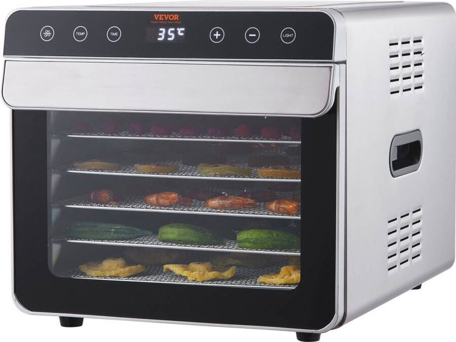 Vevor Dehydrator – 700W – 6 Dienbladen – 35-85℃ Temperatuurregeling – Geschikt voor het Drogen van Vlees Fruit en Groenten – Ideaal voor Keukens en Voedselbereiding