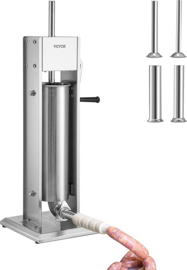 Vevor Worstvuller – 7 L Handmatige Worstmachine – RVS Constructie – Ideaal voor het Maken van Worst thuis of in Slagerijen