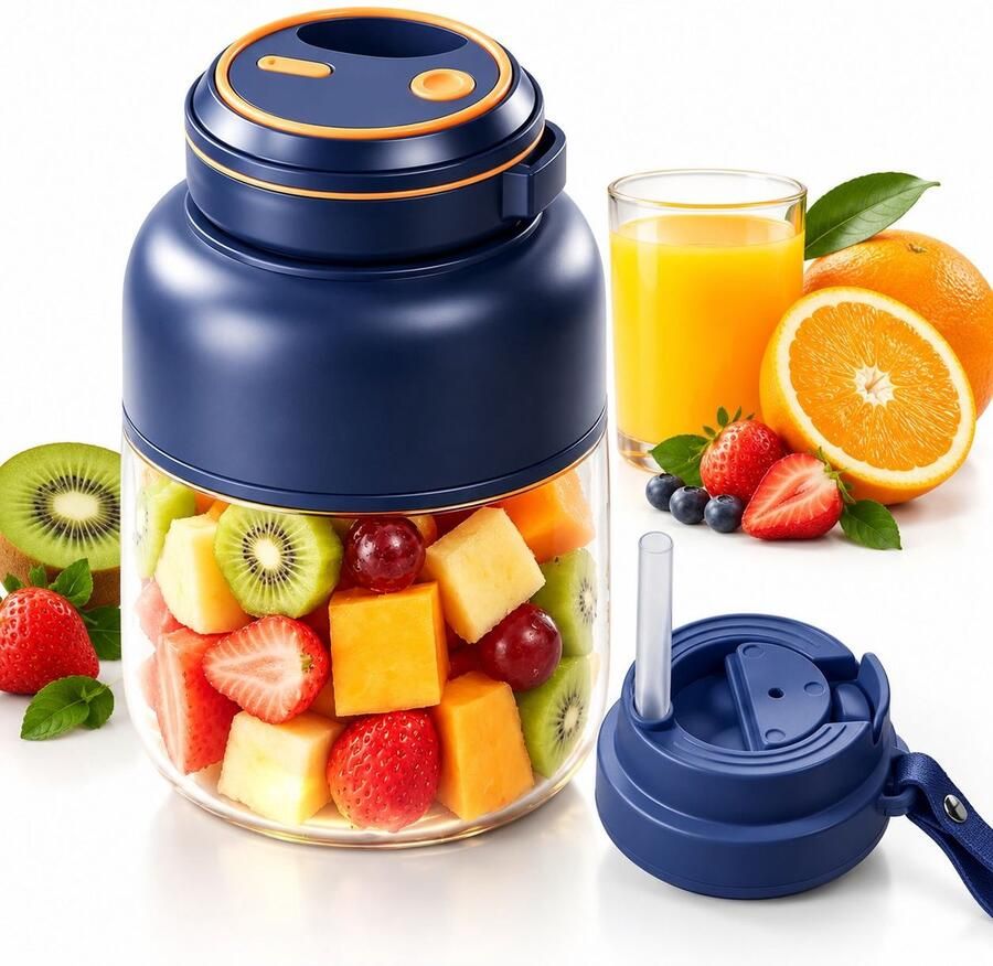 VHV Draadloze blenderbeker Smoothie beker met dubbele deksel 2026 Nieuwe 1300ml smoothie maker Draagbare Blender To Go Oplaadbare Juicer voor Groenten & Fruit 180w met 38 messen