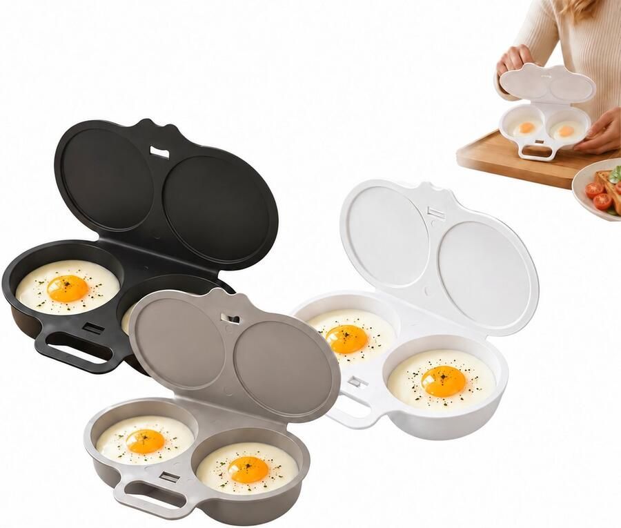 VHV Eierkoker magnetron Eierkoker 2 eieren 3 stuks Ei pocheerder met deksel en handvat Keuken accessoire Snel en olievrij koken Keukenhulp