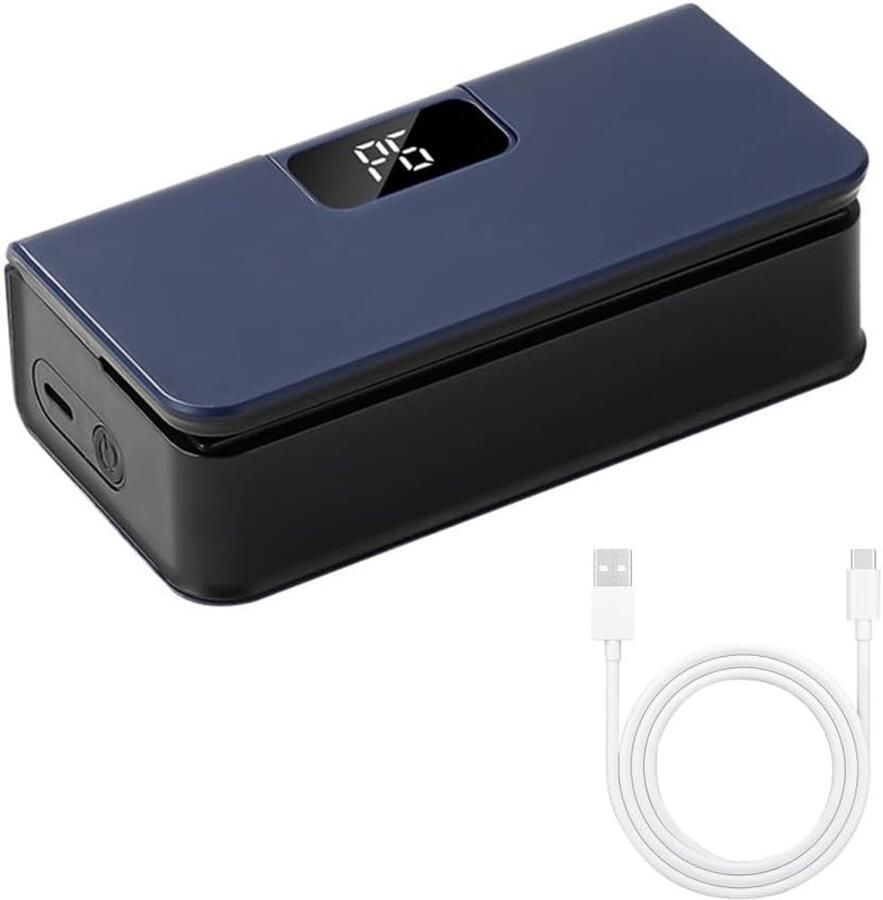 VHV -Zakjes sealer Sealapparaat Mini sealer Handmatige sealer Magnetisch Met ingebouwd mesje 6 warmtestanden Voor chipszakjes en vershouden Keukenaccessoires Blauw