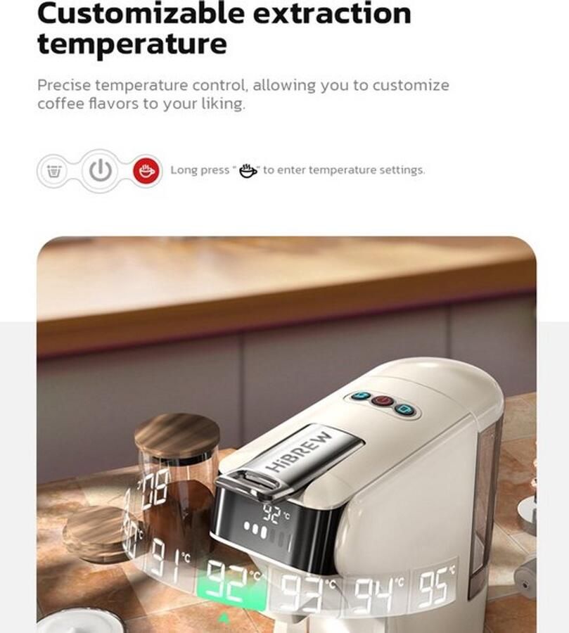 Vibrew HiBREW H1B -Koffiecupmachine- wit – Compact -Energiezuinig -Voor Nespresso Cups - Foto 2