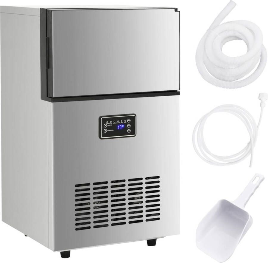VidaXL IJsblokjesmachine 45 kg 24 u zilverkleurig