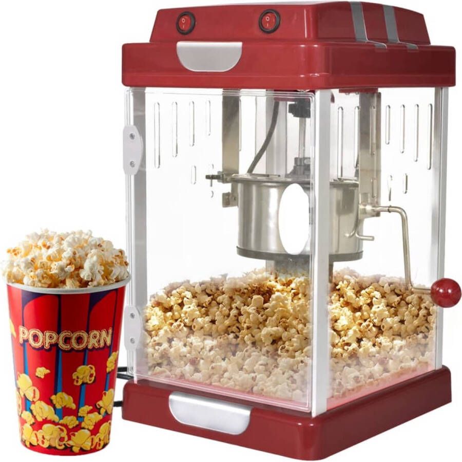VidaXL Popcornmaker Stijlvol ontwerp 10 koppen per keer Verwijderbaar dienblad 70g houder 310W Popcornmaker