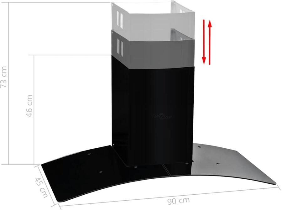 VidaXL Wandafzuigkap 756 m³ u 90 cm roestvrij staal zwart - Foto 2