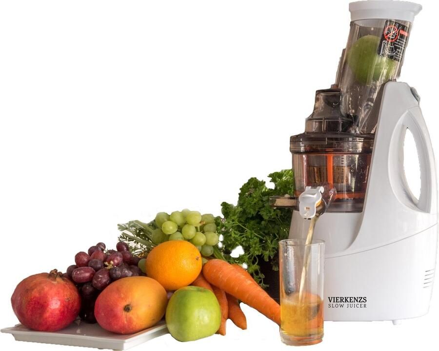 Vierkenzs Elite 1800B slowjuicer wit 0 5 l 10 jaar garantie op de motor BPA-vrij 43 omw min. incl. 3 zeven