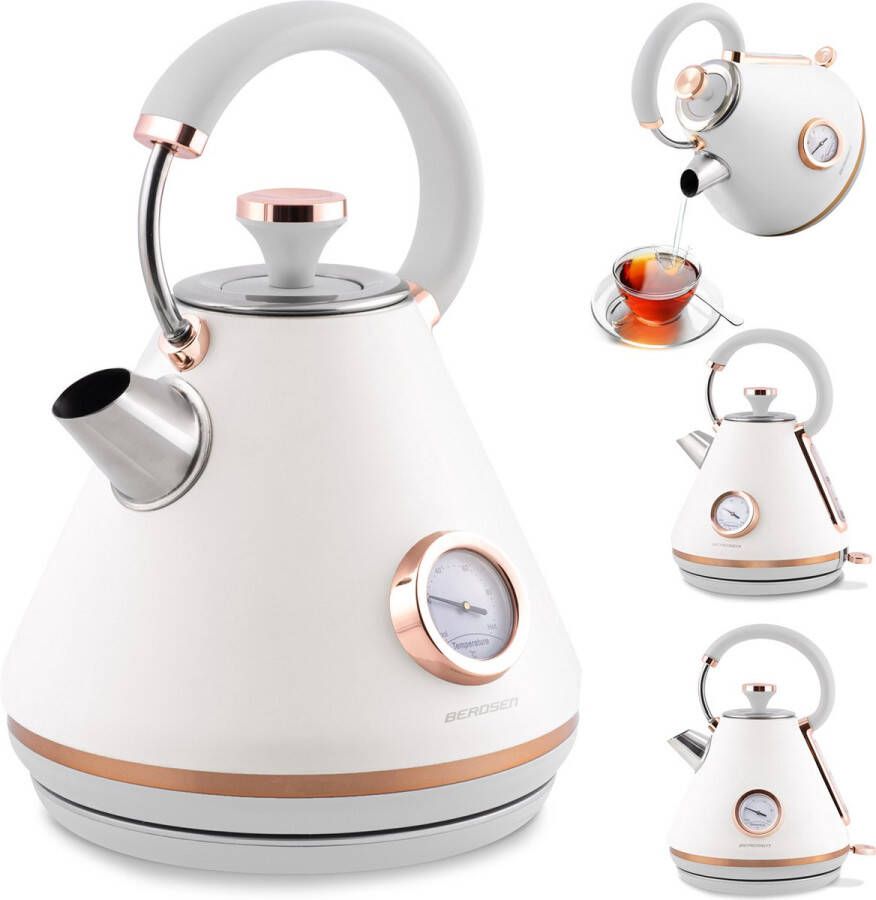 Viking Choice Elektrische waterkoker met thermometer 1 7L wit 26x22x15cm