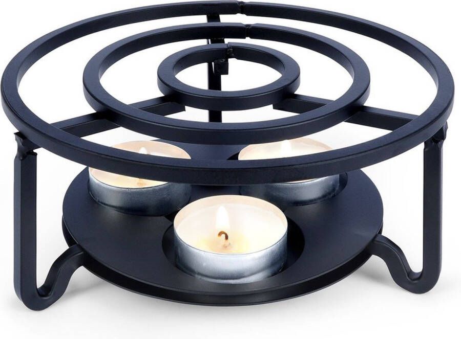 Vilde Theewarmer Metaal Zwart Theepot Warmer Warmhoudschaal Theelichthouder Warmhouder Thee Warmhoudplaat