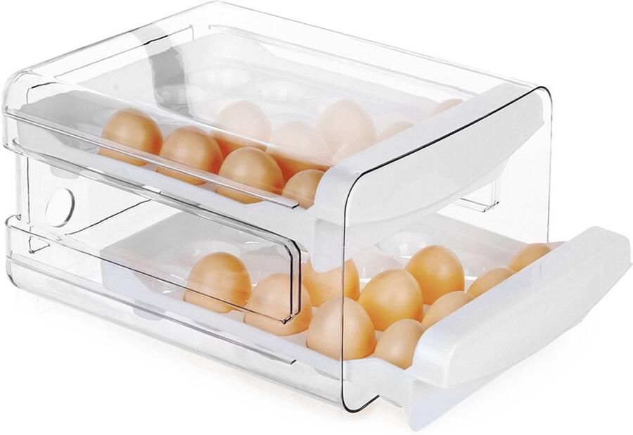 Vilde Eihouder 40 Eieren 2-niveaus Transparant en Wit