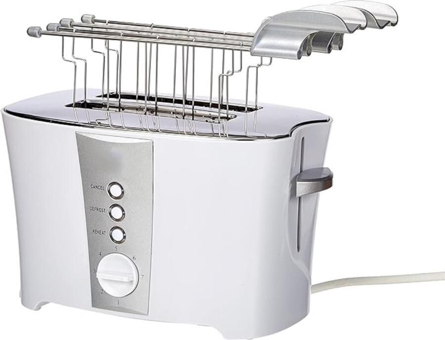 Vin Broodrooster Met Tostiklemmen Toaster Met Ontdooifunctie 600W Tosti Apparaat & Tosti Ijzer Alternatief – 7 Standen En 2 Sleuven – Wit