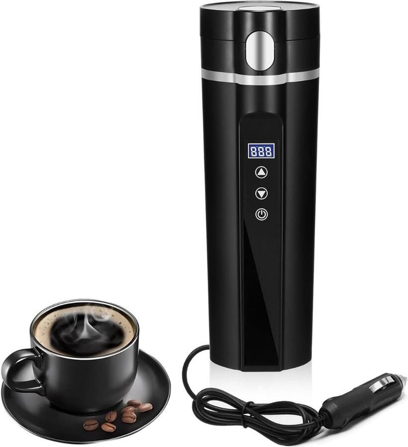 Vin Draagbare Waterkoker – 450 ML Mini Waterkoker Met LCD Display Portable Reis Waterkoker Camping Waterkoker Zwart