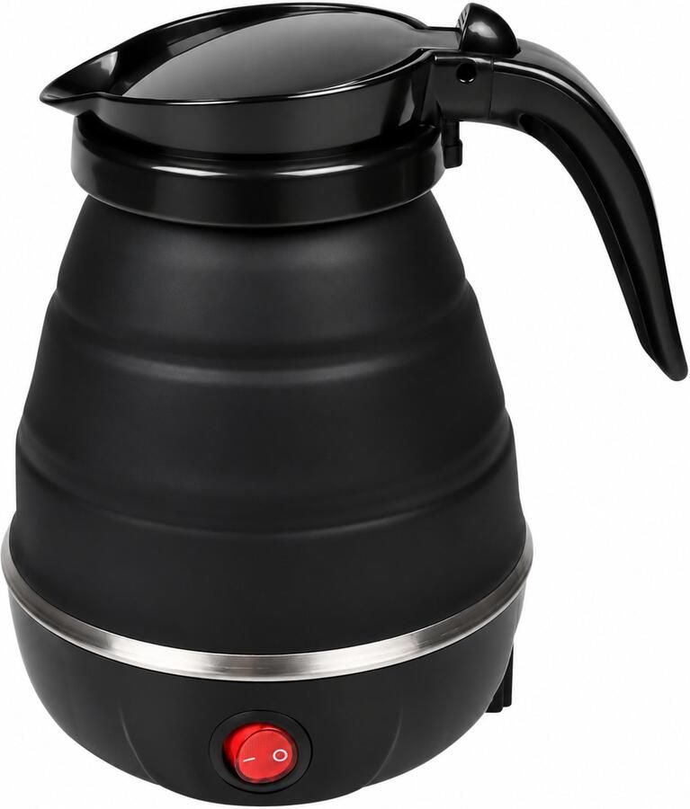 Vintag Opvouwbare waterkoker 600 ml 600 W Siliconen Reiswaterkoker Zwart