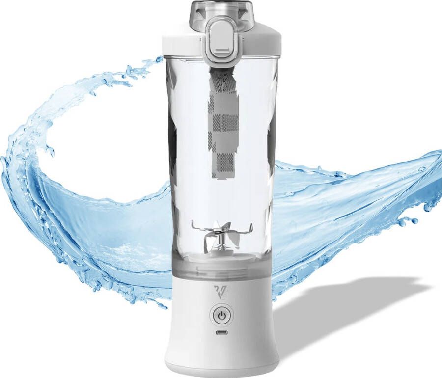 Vipes Draagbare USB-Oplaadbare Blender 600ML Wit 6 Messen 4000mAh LED-verlichting Portable Blender to go Mini Juicer Smoothie Maker Draadloos Ideaal voor Shakes Smoothies en Meer Geschikt voor Reizen Kantoor en Sport