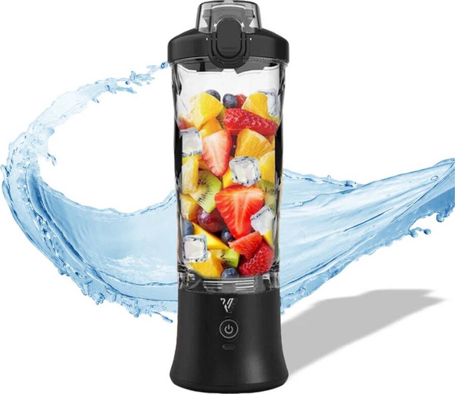 Vipes Draagbare USB-Oplaadbare Blender 600ML Zwart 6 Messen 4000mAh LED-verlichting Portable Blender to go Mini Juicer Smoothie Maker Draadloos Ideaal voor Shakes Smoothies en Meer Geschikt voor Reizen Kantoor en Sport