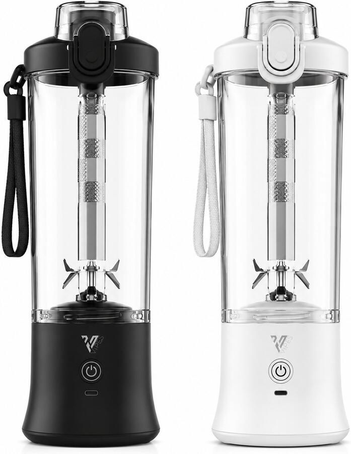 Vipes Draagbare USB-Oplaadbare Blender 600ML Zwart 6 Messen 4000mAh LED-verlichting Portable Blender to go Mini Juicer Smoothie Maker Draadloos Ideaal voor Shakes Smoothies en Meer Geschikt voor Reizen Kantoor en Sport