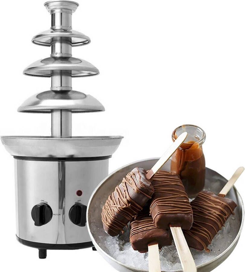 VirtuQuality 4-Laags Chocoladefontein Elektrische Smeltmachine Ideaal voor Fondue Perfect voor Chocoladesnoep Geniet van Nacho-Kaas en Ranch