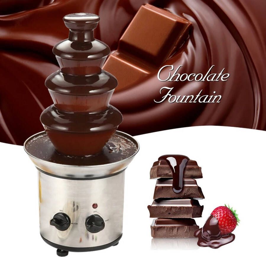 VirtuQuality 4-Laags Chocoladefontein Elektrische Smeltmachine Ideaal voor Fondue Perfect voor Chocoladesnoep Geniet van Nacho-Kaas en Ranch - Foto 2