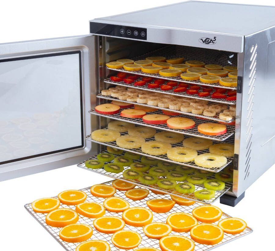 Vita5 Nobel PRO 10 Voedseldroger – Droogoven RVS – 24-Uurs Timer – Led-bedieningspaneel – Dehydrator – 10 Laags