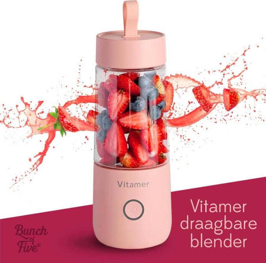 VITAMER Draagbare Mini Blender Peach Pink Draadloos USB Oplaadbaar - Foto 2