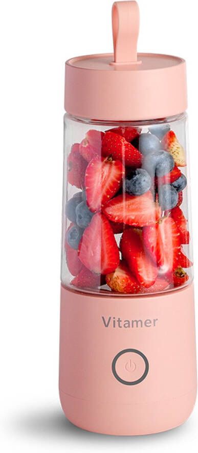 VITAMER Roze USB Oplaadbare Fruit Blender Draagbare smoothie maker incl. 10 smoothie recepten! - Foto 1