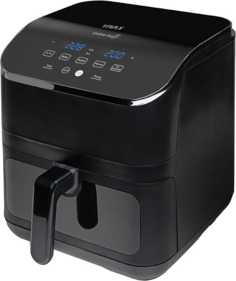 VIVAX Digitale Airfryer DFA-617DB 6 liter PFAS vrij Groot Heteluchtfriteuse Zwart Digital Touchscreen Inclusief in hoogte verstelbaar Grillrack