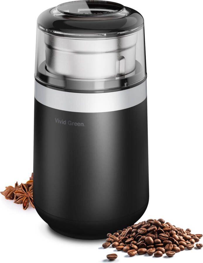 Vivid Green Elektrische Koffiemolen Koffiebonen Maler 180W Zwart BPA-Vrij