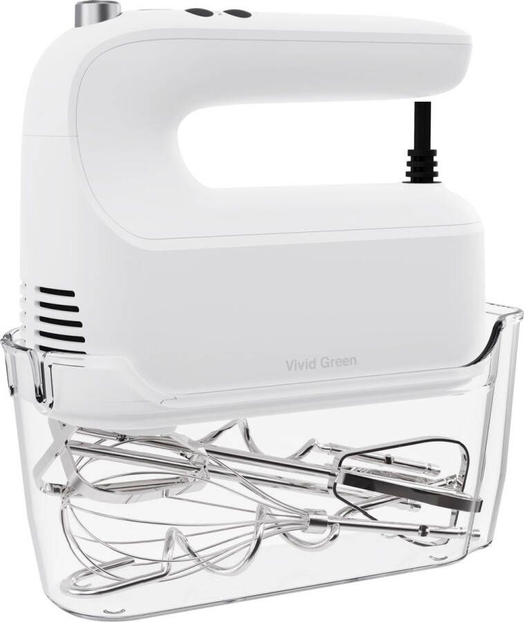 Vivid Green Handmixer 400W 9 snelheden Turbofunctie Opberghouder Deeghaken Wit - Foto 3