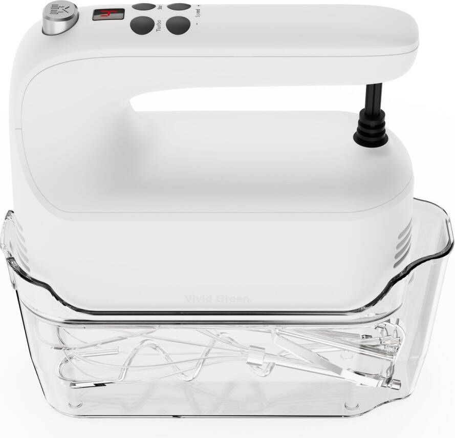 Vivid Green Handmixer 400W 9 snelheden Turbofunctie Opberghouder Deeghaken Wit - Foto 2